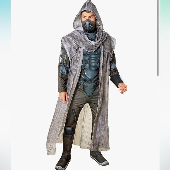 Men's Hooded Costume with Mask - Gray - Picture 1 of 3